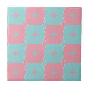 Mittelalterliche Moderne Retro Rosa und Blau Fliese