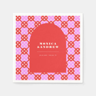 Mittelalterliche moderne Retro, rot/rosa Arch geom Serviette