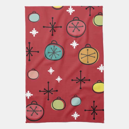 Mittelalterliche Moderne Retro Weihnachtszeit Rote Geschirrtuch (Vertikal)