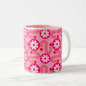 Mittelalterliche Moderne rosa Blumenmuster Retro y Zweifarbige Tasse (VorderseiteRechts)