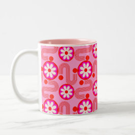 Mittelalterliche Moderne rosa Blumenmuster Retro y Zweifarbige Tasse