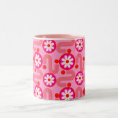 Mittelalterliche Moderne rosa Blumenmuster Retro y Zweifarbige Tasse (Mittel)