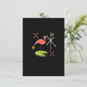Mittelalterliche Moderne rosa Flamingo mit Vintage Einladung (Stehend Vorderseite)