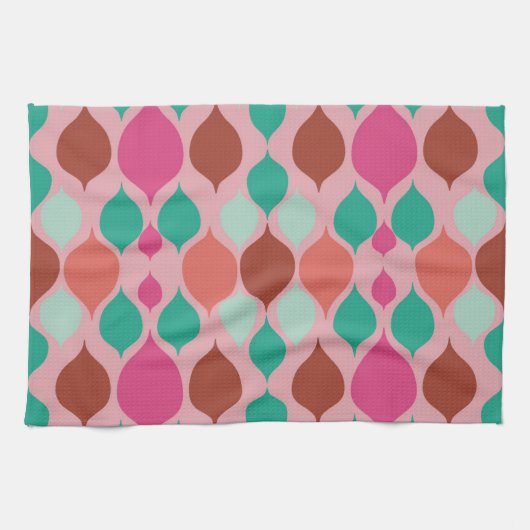 Mittelalterliche moderne rosa Geometrie Geschirrtuch (Horizontal)