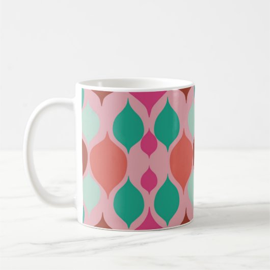 Mittelalterliche moderne rosa Geometrie Kaffeetasse (Links)