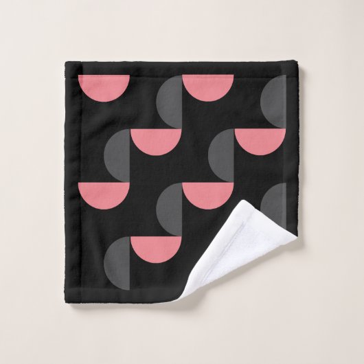 Mittelalterliche Moderne rosa schwarz und grau Badhandtuch Set (Waschlappen)