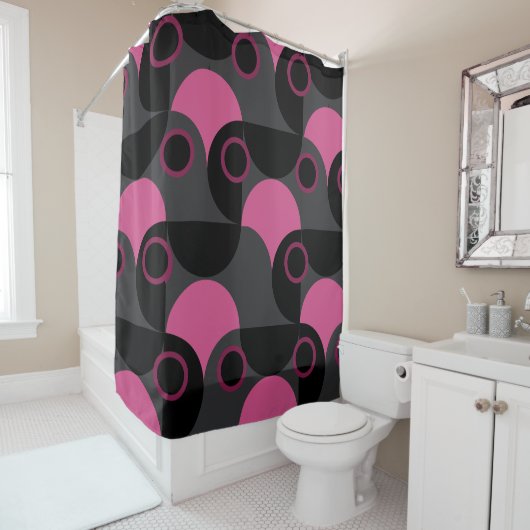 Mittelalterliche Moderne rosa schwarz und grau Duschvorhang (Beispiel)