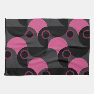 Mittelalterliche Moderne rosa schwarz und grau Geschirrtuch
