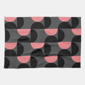 Mittelalterliche Moderne rosa Schwarz und Grau Geschirrtuch (Horizontal)