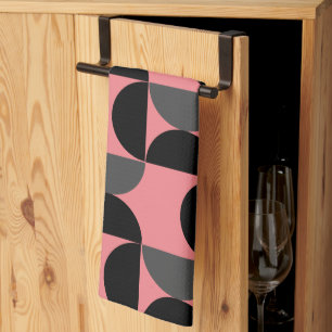 Mittelalterliche Moderne rosa schwarz und grau Geschirrtuch