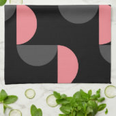 Mittelalterliche Moderne rosa schwarz und grau Geschirrtuch (Gefaltet)