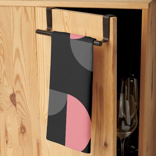 Mittelalterliche Moderne rosa schwarz und grau Geschirrtuch (Drittel gefaltet)