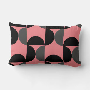 Mittelalterliche Moderne rosa schwarz und grau Lendenkissen