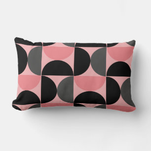 Mittelalterliche Moderne rosa schwarz und grau Lendenkissen