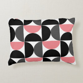 Mittelalterliche Moderne rosa Schwarz und Weiß Dekokissen