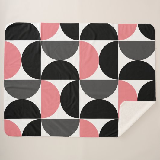 Mittelalterliche Moderne rosa Schwarz und Weiß Sherpadecke (Vorderseite (Horizontal))
