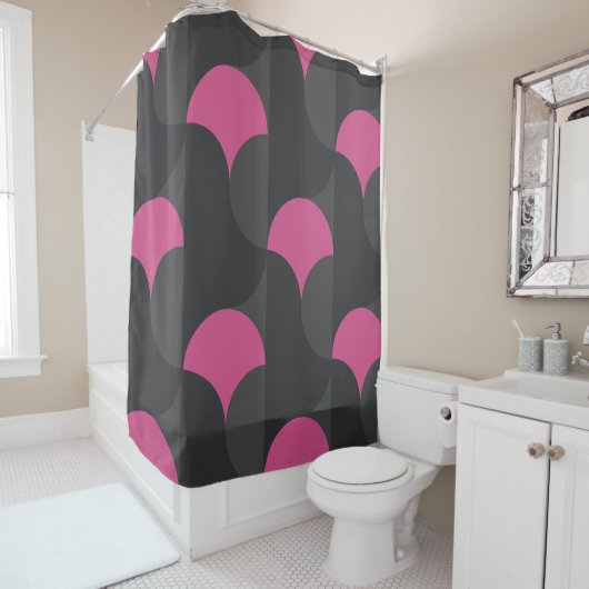 Mittelalterliche Moderne rosa und grau Duschvorhang (Beispiel)