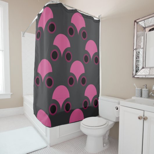 Mittelalterliche Moderne rosa und grau Duschvorhang (Beispiel)