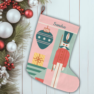 Mittelalterliche moderne rosa und grüne Personalis Großer Weihnachtsstrumpf