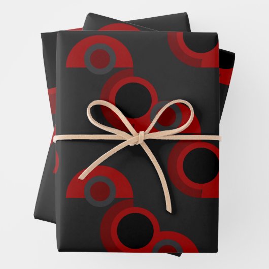 Mittelalterliche Moderne Rot, Schwarz und Grau Geschenkpapier Set (Beispiel)
