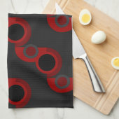 Mittelalterliche Moderne Rot, Schwarz und Grau Geschirrtuch (Viertel Falte)