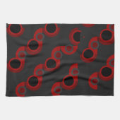 Mittelalterliche Moderne Rot, Schwarz und Grau Geschirrtuch (Horizontal)