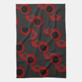 Mittelalterliche Moderne Rot, Schwarz und Grau Geschirrtuch (Vertikal)