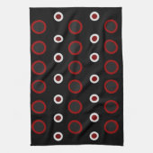 Mittelalterliche Moderne Rot, Schwarz und Grau Geschirrtuch (Vertikal)