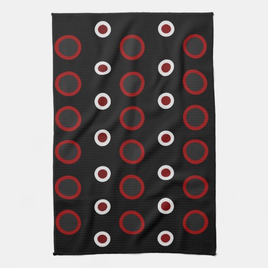 Mittelalterliche Moderne Rot, Schwarz und Grau Geschirrtuch (Vertikal)