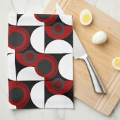 Mittelalterliche Moderne Rot, Schwarz und Grau Geschirrtuch (Viertel Falte)