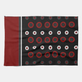 Mittelalterliche Moderne Rot, Schwarz und Grau Geschirrtuch (Horizontal)