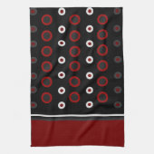 Mittelalterliche Moderne Rot, Schwarz und Grau Geschirrtuch (Vertikal)