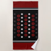 Mittelalterliche Moderne Rot, Schwarz und Grau Strandtuch (Vorderseite)