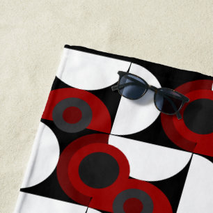 Mittelalterliche Moderne Rot, Schwarz und Grau Strandtuch