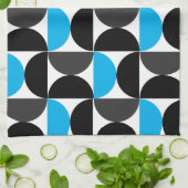 Mittelalterliche Moderne Schwarz Blau und Grau Geschirrtuch (Gefaltet)