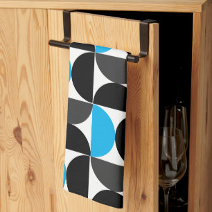 Mittelalterliche Moderne Schwarz Blau und Grau Geschirrtuch