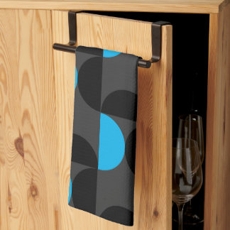 Mittelalterliche Moderne Schwarz Blau und Grau Geschirrtuch