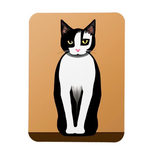 Mittelalterliche, moderne Schwarz-Weiß-Katze Magnet (Vertikal)