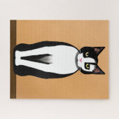 Mittelalterliche, moderne Schwarz-Weiß-Katze Puzzle (Horizontal)