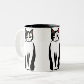 Mittelalterliche, moderne Schwarz-Weiß-Katze Zweifarbige Tasse (Vorderseite Links)