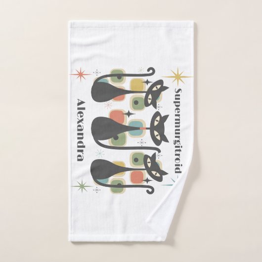 Mittelalterliche, moderne schwarze Katzen Badhandtuch Set (Handtuch)