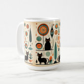 Mittelalterliche, moderne schwarze Katzen Orange u Kaffeetasse (Vorderseite Links)