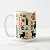 Mittelalterliche, moderne schwarze Katzen Orange u Kaffeetasse (Links)