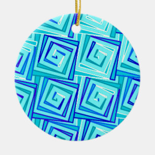Mittelalterliche Moderne Spiralen - aqua multi Keramik Ornament