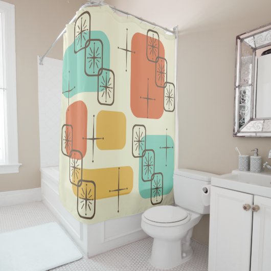 Mittelalterliche Moderne Sputnik mehrfarbig 1 Duschvorhang (Beispiel)