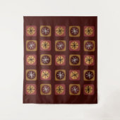 Mittelalterliche moderne Sputnik-Plätze Burgund Wandteppich (Vorderseite)