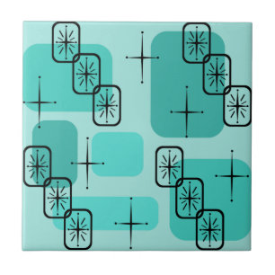 Mittelalterliche Moderne Sputnik Türkis Fliese