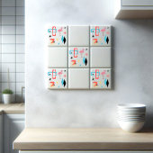 Mittelalterliche Moderne Sterne Diamonds Pink Flam Fliese