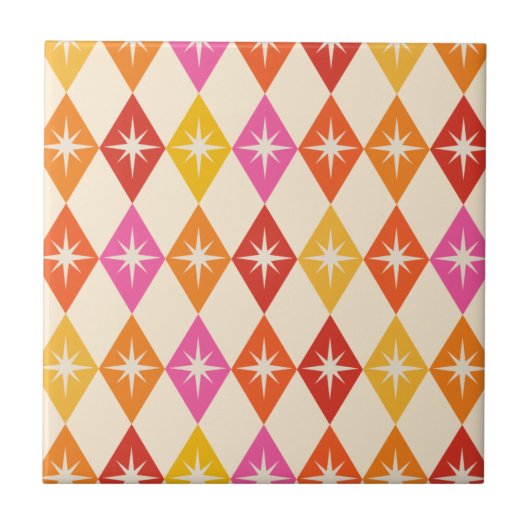 Mittelalterliche moderne Sternexplosionen auf Retr Fliese (Vorderseite)