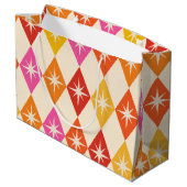 Mittelalterliche moderne Sternexplosionen auf Retr Große Geschenktüte (Rückseite Schrägansicht)